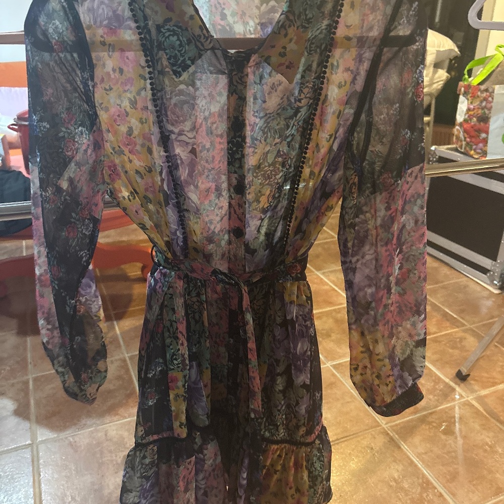 Zara floral belted dress